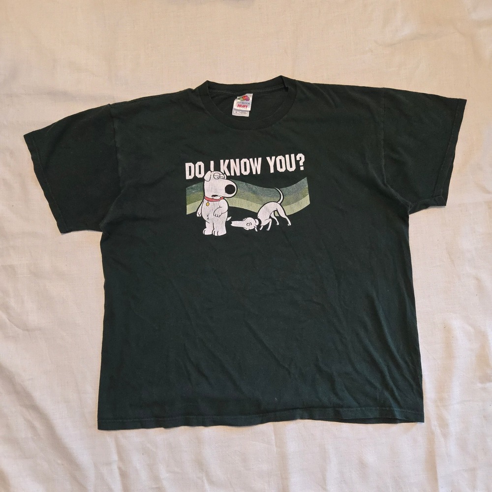 VTG Family Guy Brian Griffin Tee Shirt Mens XL DO I KNOW YOU? Green Cartoon FOTL